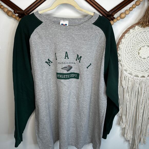 Vintage TNT Miami Hurricanes Long Sleeve Waffle Knit Top - Picture 1 of 5